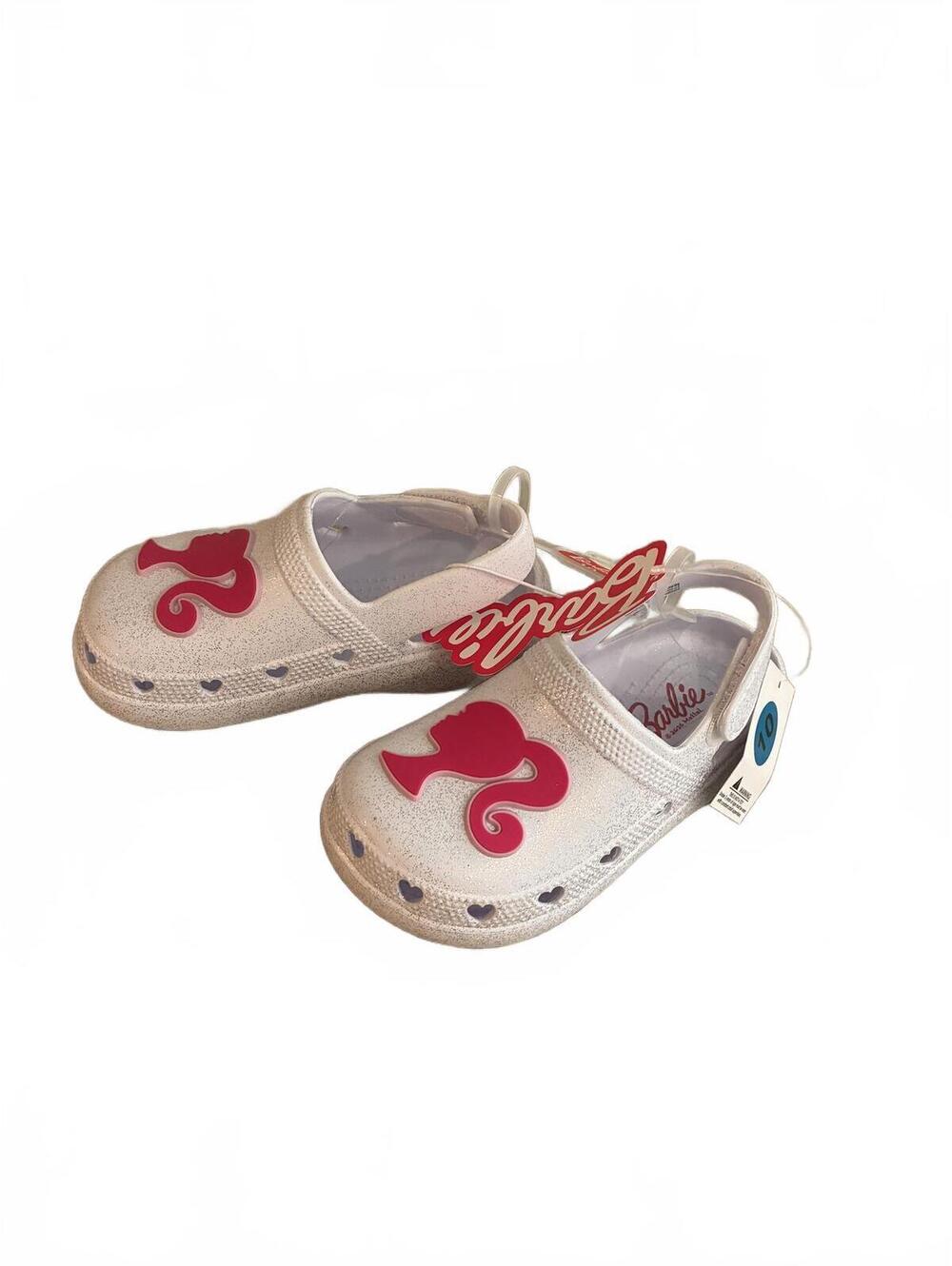 Barbie Toddler Slip-On Shoes Size 10 Cream Pink